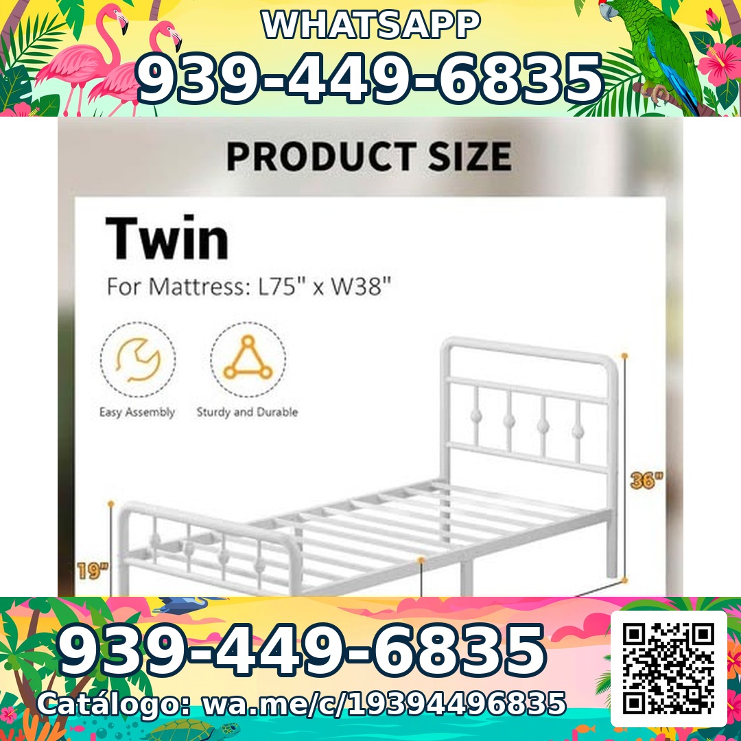 Frame Twin Metal ⚪ Blanco Con Cabecera Nuevo 📦✨