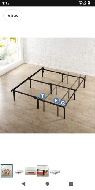 Frame metal de 12 pulgadas, no se necesitan elevadores de cama, adapta de tamaño ajustable Twin Full